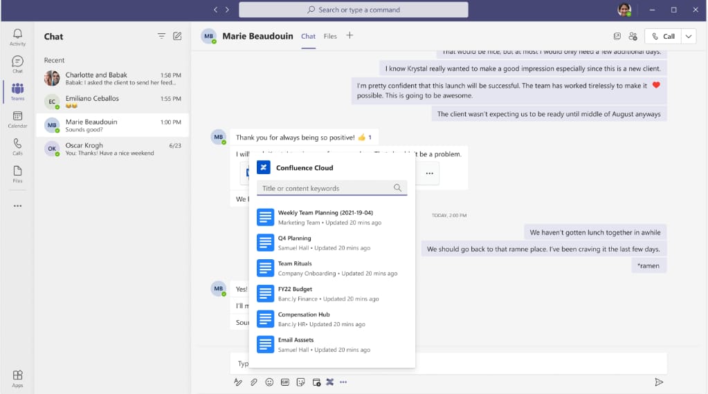 Microsoft Teams integration with ContinuousDM for document search, collaboration, and content sharing