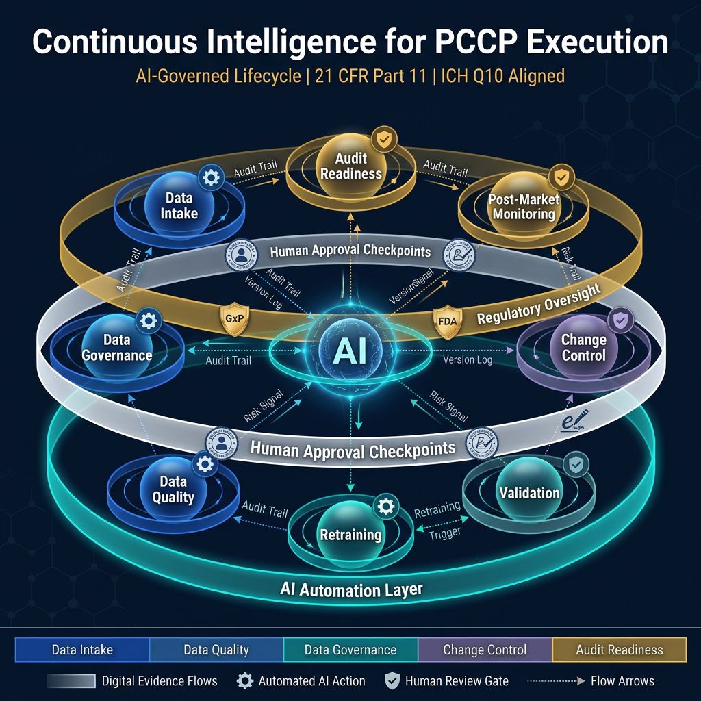 Continuous Intelligence for FDA PCCP execution with AI governance, validation, compliance, and audit readiness