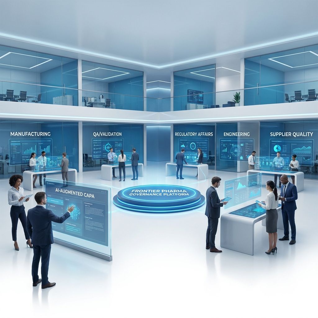 Frontier Pharma Organization using ContinuousOS to unify AI, GxP governance, quality, and manufacturing