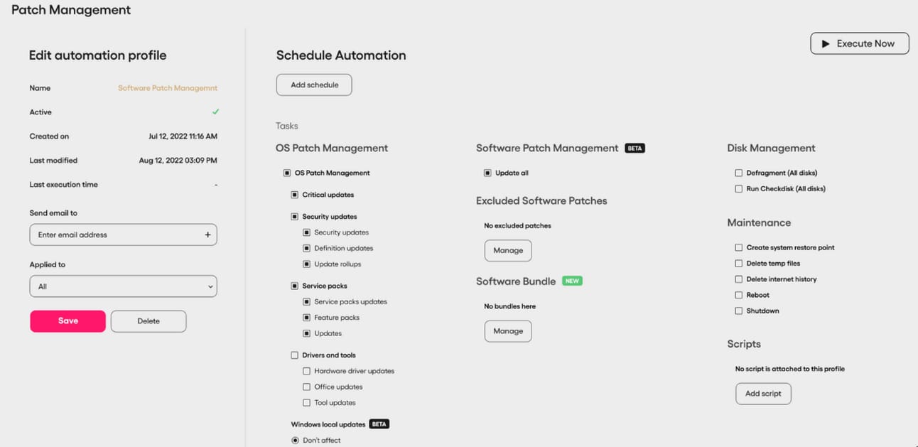IT task automation interface with predefined workflows supporting GxP compliance and operational efficiency