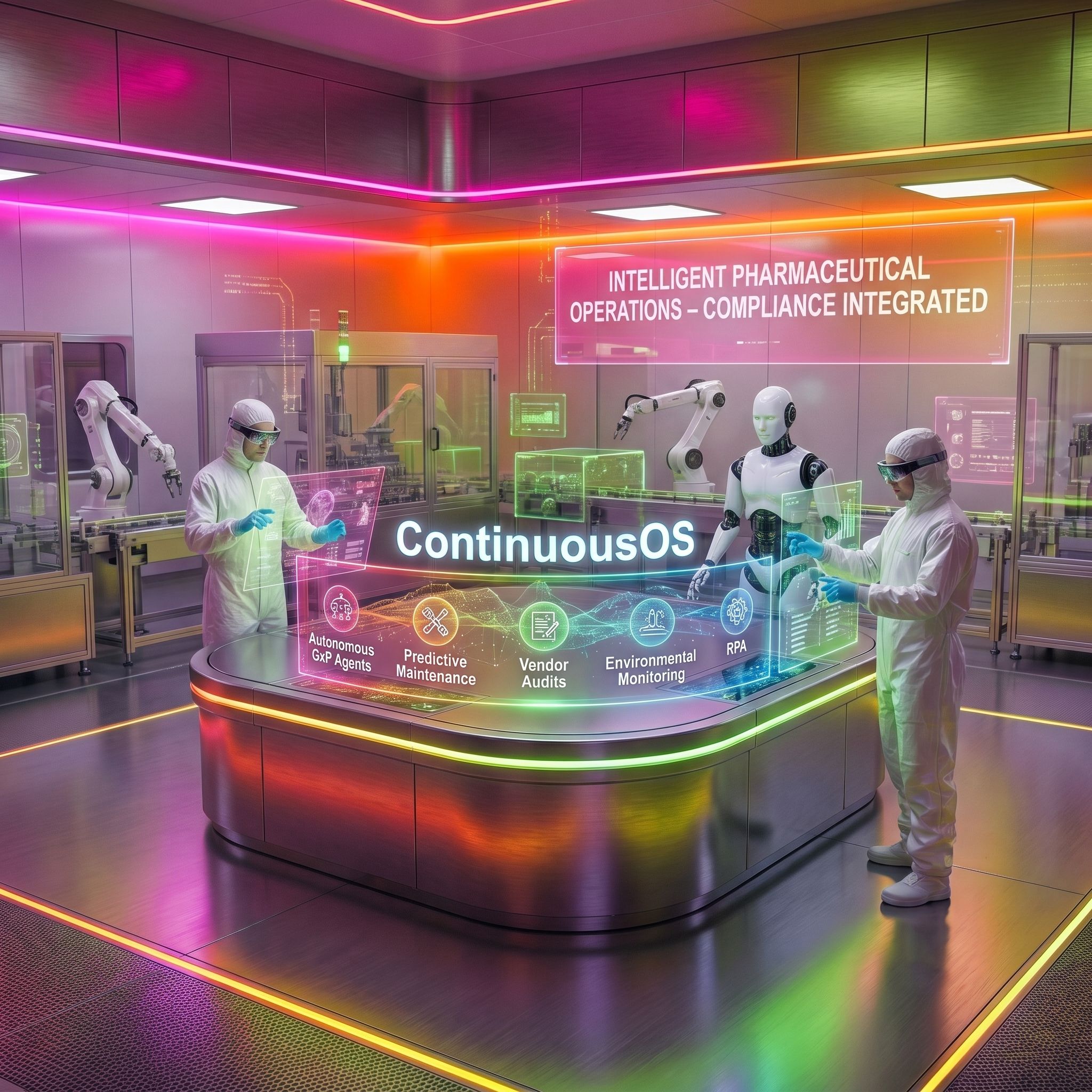 ContinuousOS enables AI-powered pharmaceutical manufacturing with GxP compliance, validation, and automation.