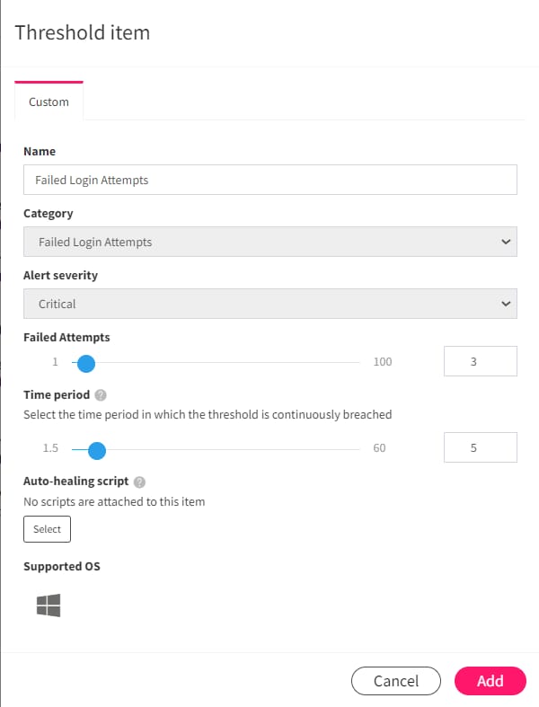 ContinuousRMM alert threshold configuration interface for proactive monitoring and management of GxP IT assets