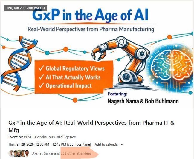LinkedIn Live on GxP in the age of AI featuring real-world pharma manufacturing insights