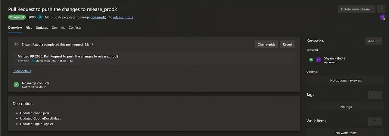 Pull request merged from dev to prod with zero conflicts and updated files in xLM Git pipeline workflow