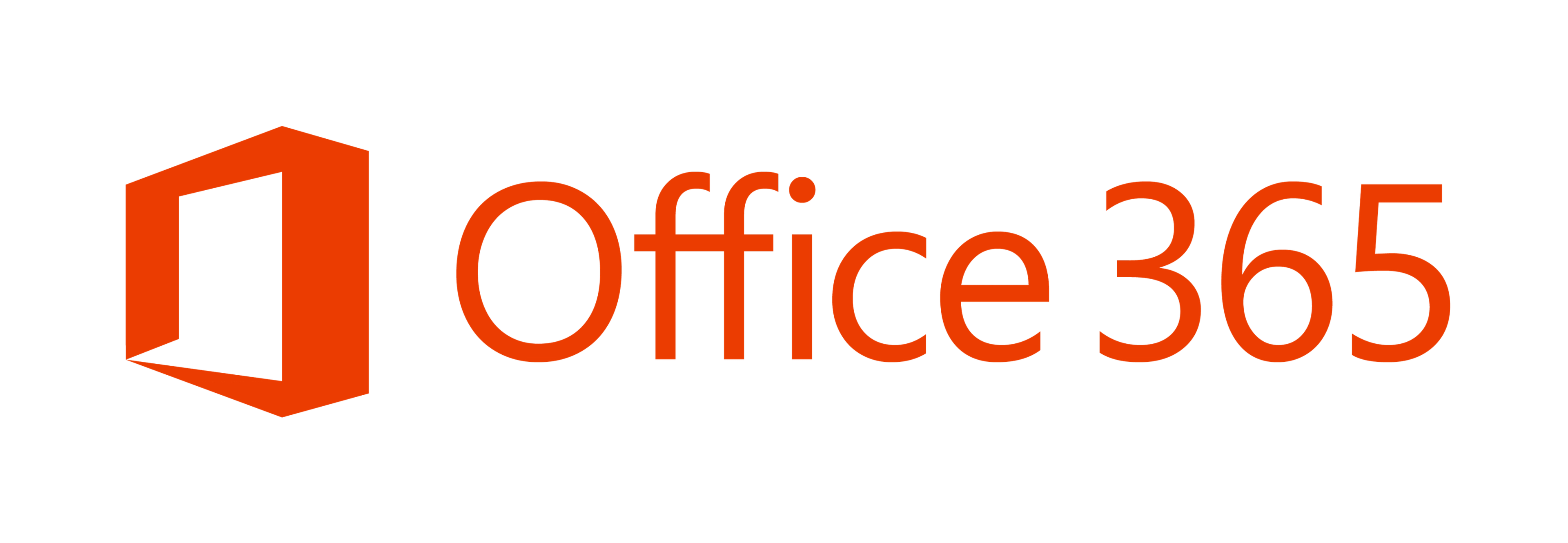 Logo for Microsoft Office 365 med rød-oransje ikon og tekst.