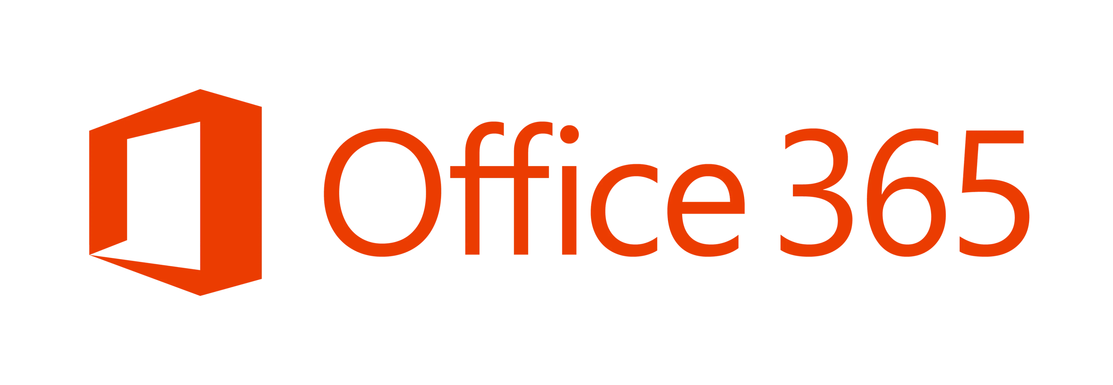 Logo for Microsoft Office 365 med rød-oransje ikon og tekst.