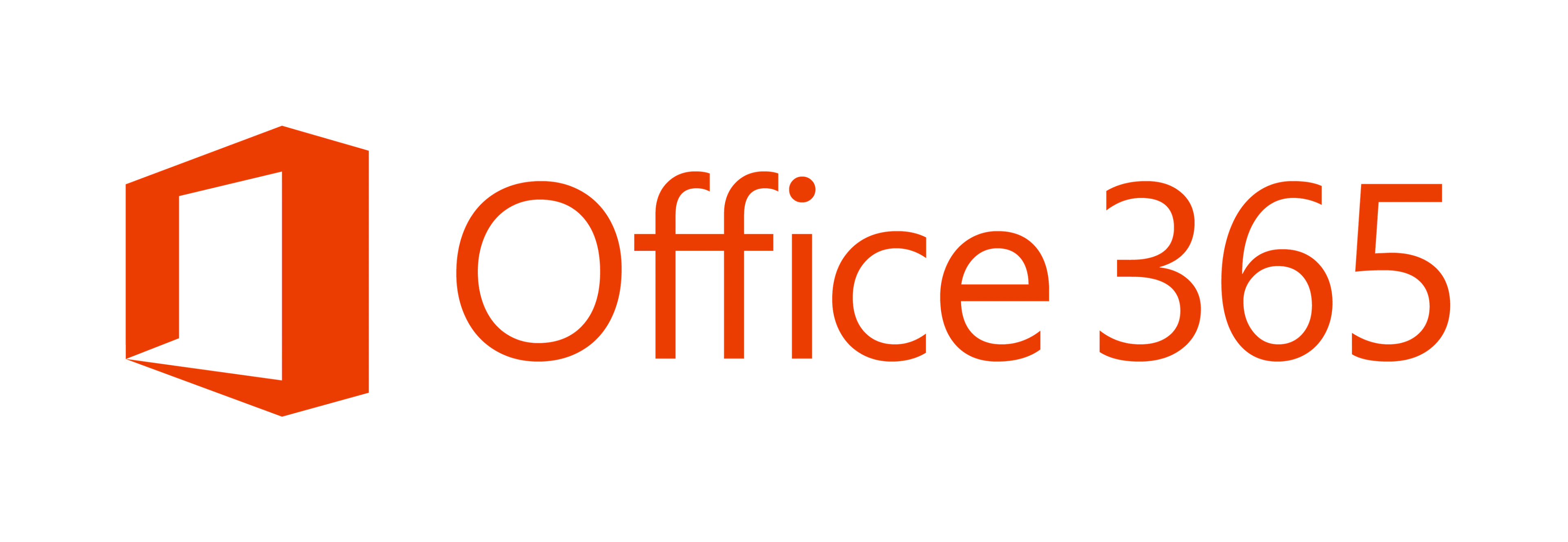 Logo for Microsoft Office 365 med rød-oransje ikon og tekst.