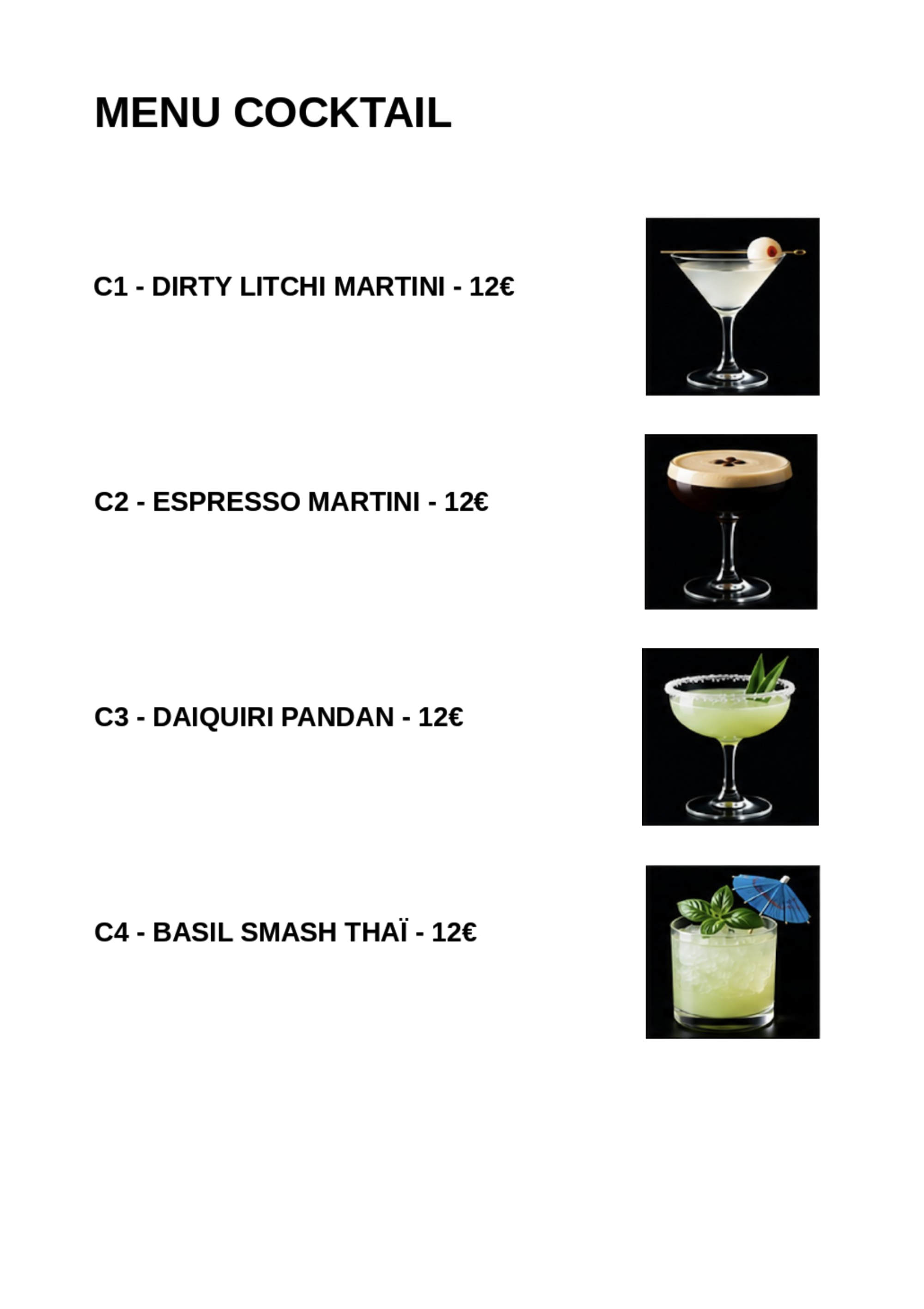Menu drink 1