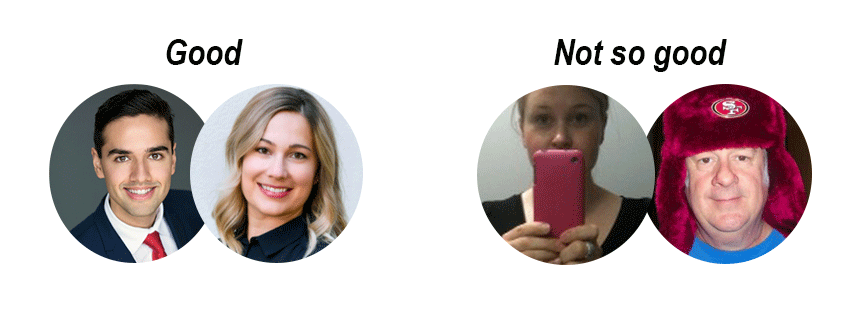 Comparison of good and not so good Linkedin profile photos