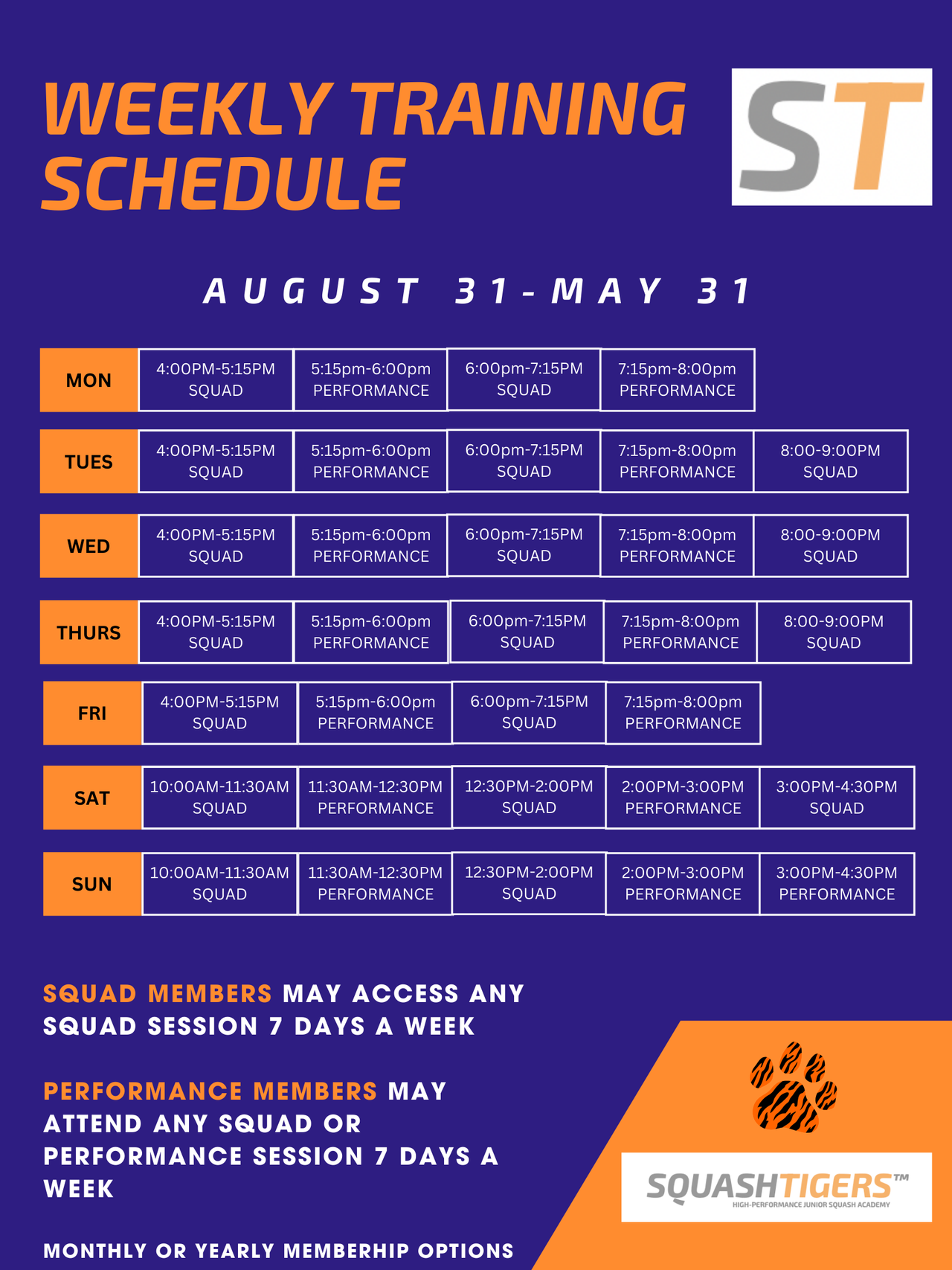 Fall Schedule