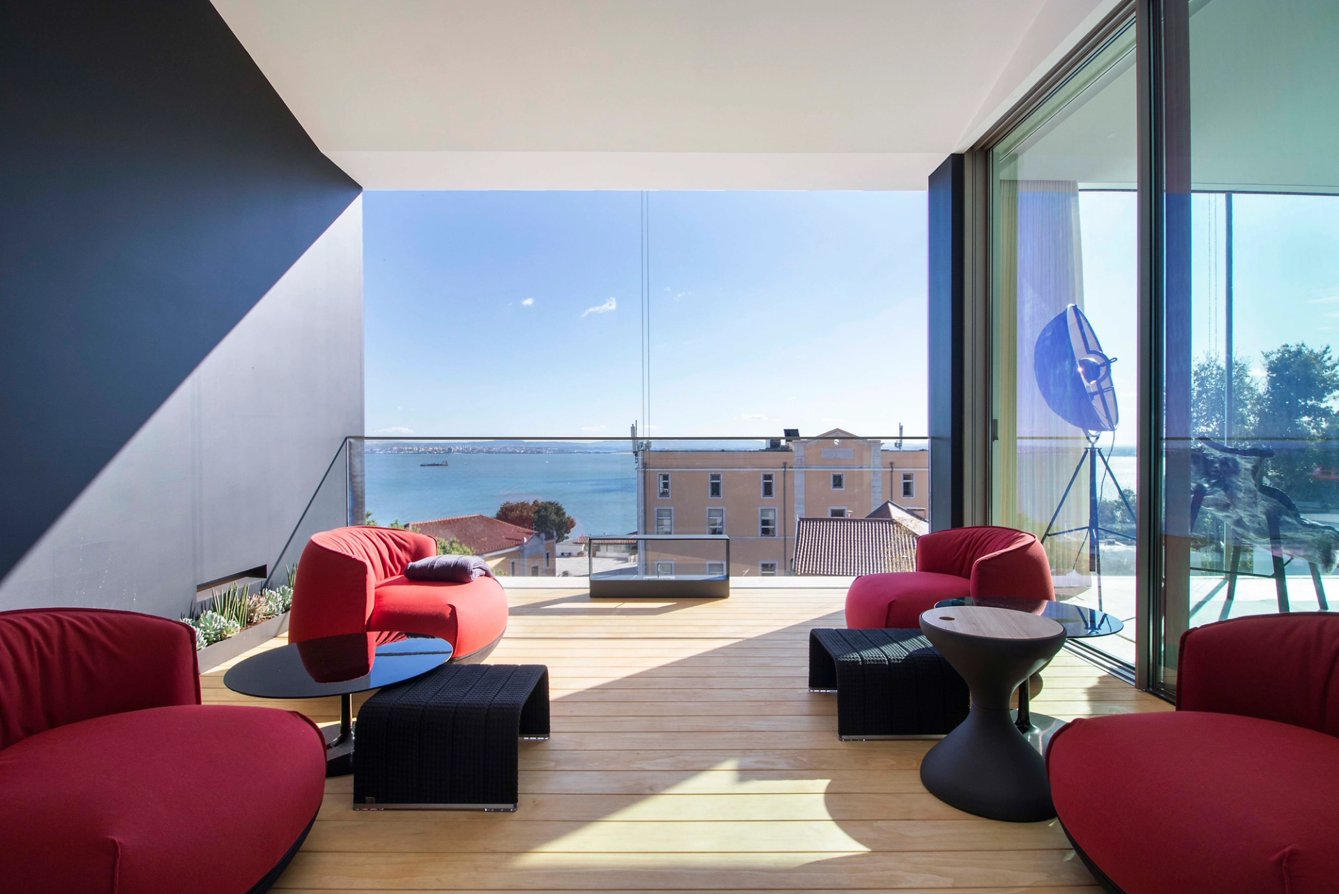 Contemporary interior design with a sea-view terrace in Portugal