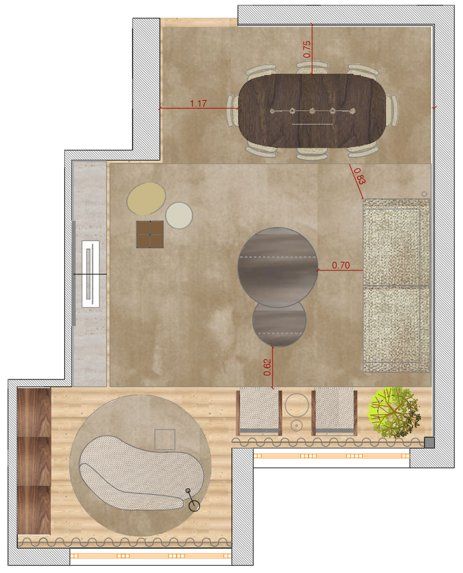 Layout plan of the Avenida 5 de Outubro living room, with furniture and measurements, from the interior design project