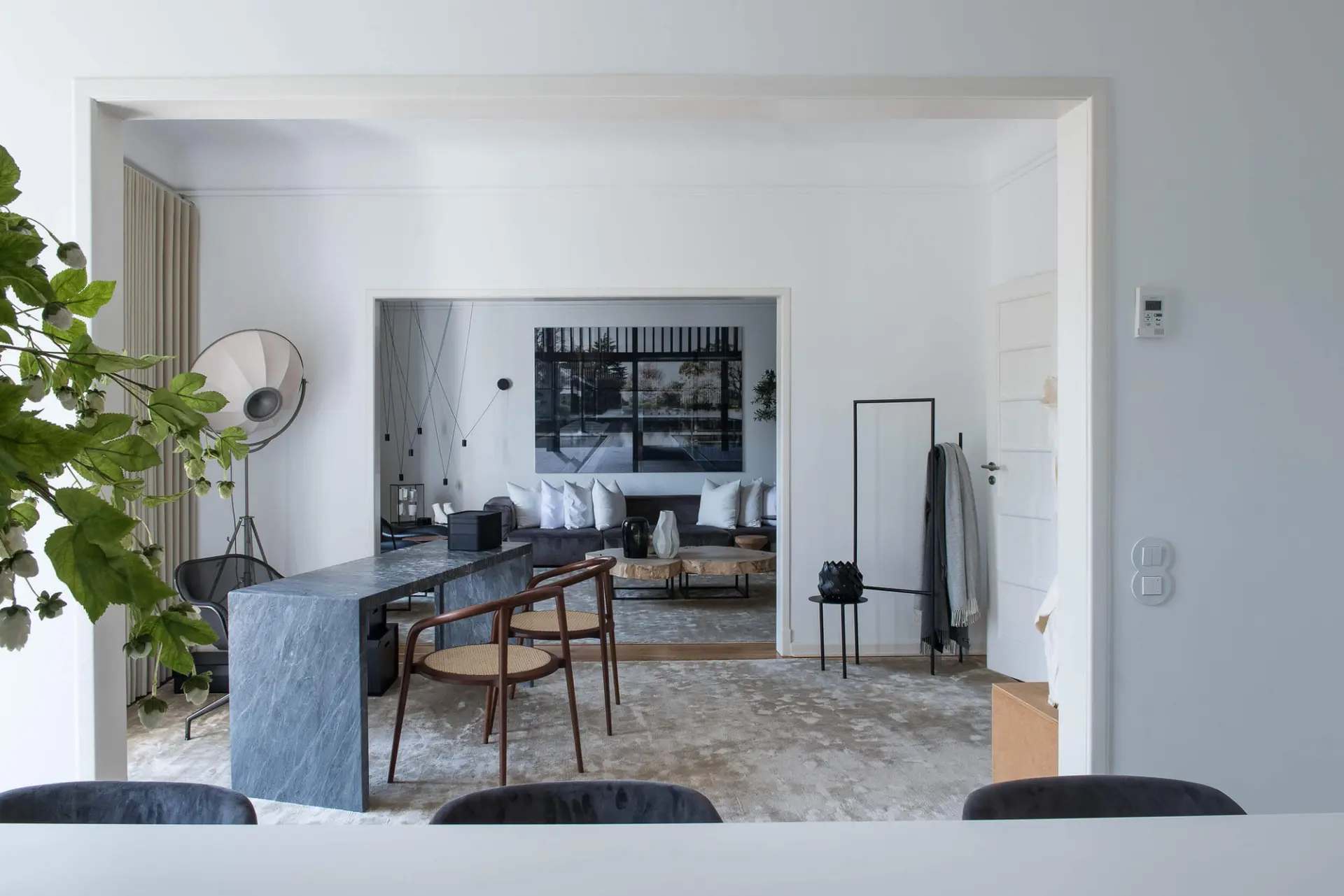 Living room of the Avenidas Novas apartment in Lisbon