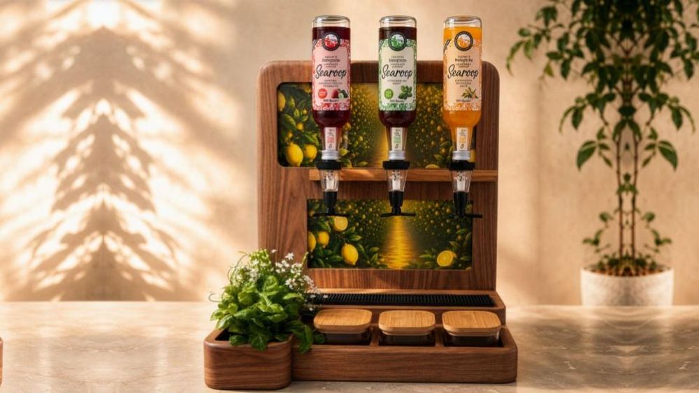 Siropenstation op aanrecht — compact en compleet