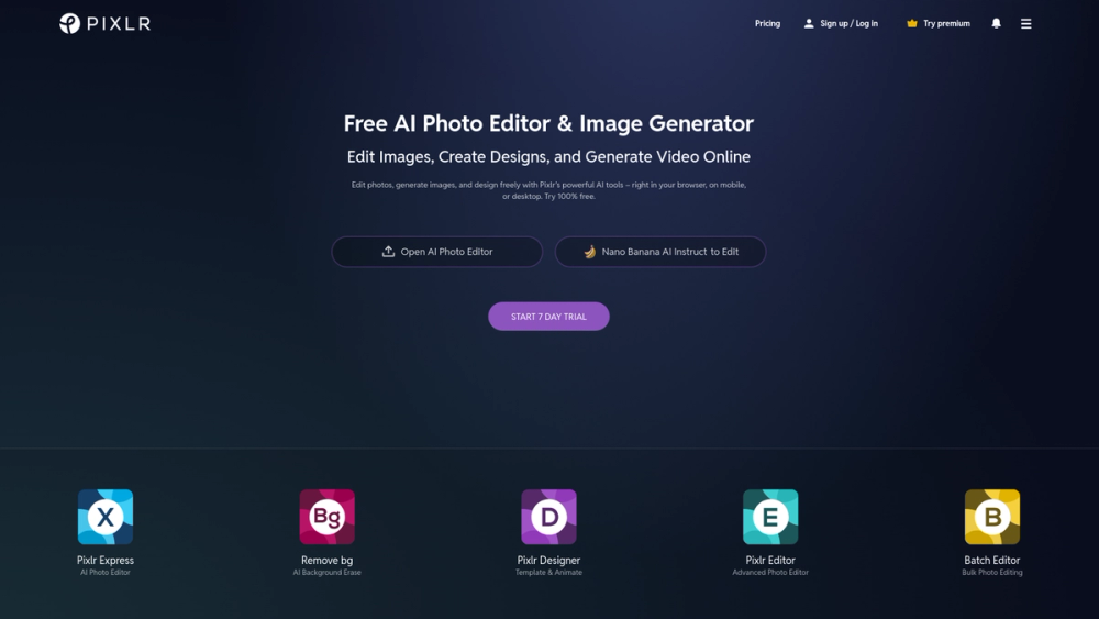 Screenshot of Free Online AI Photo Editor, Image Generator & Design tool Screenshot of Free Online AI Photo Editor, Image Generator & Design tool