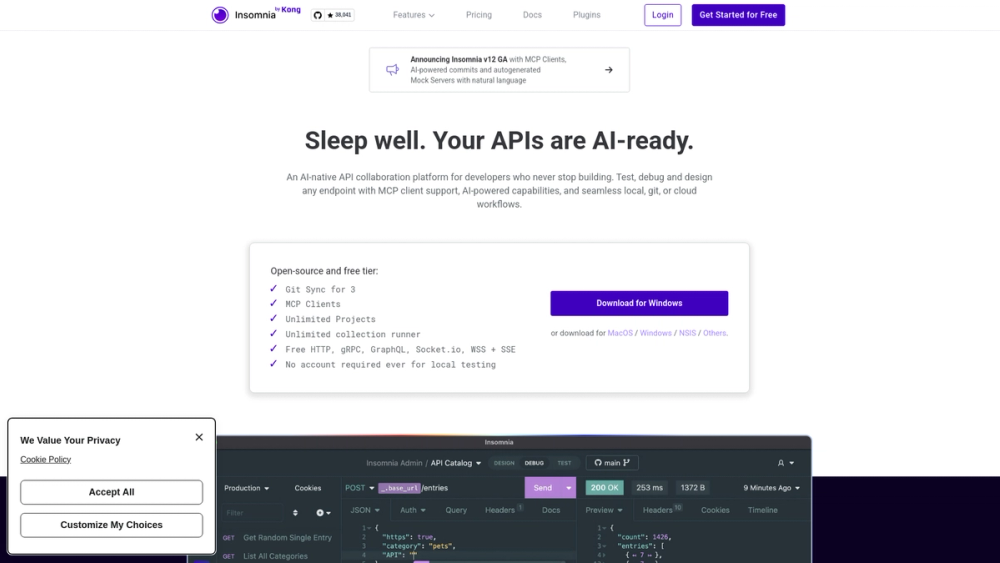 Screenshot of Insomnia