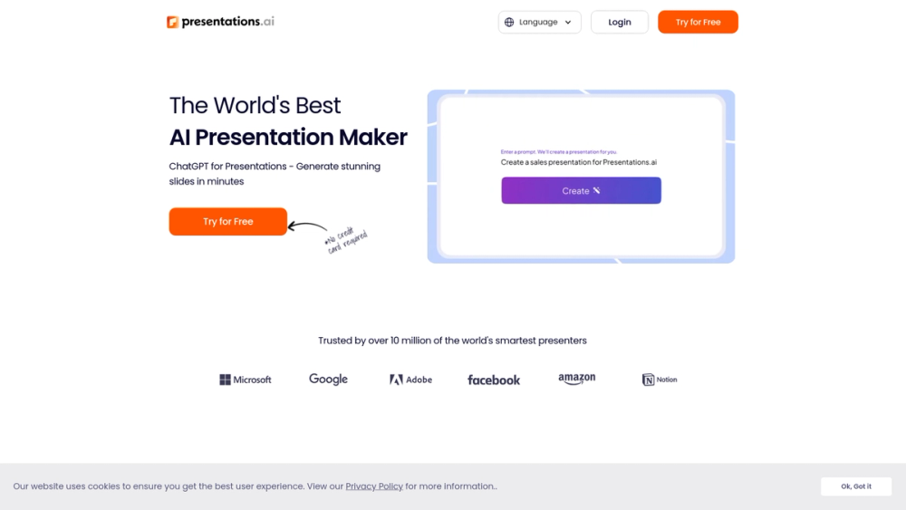 Screenshot of Presentations.AI Screenshot of Presentations.AI