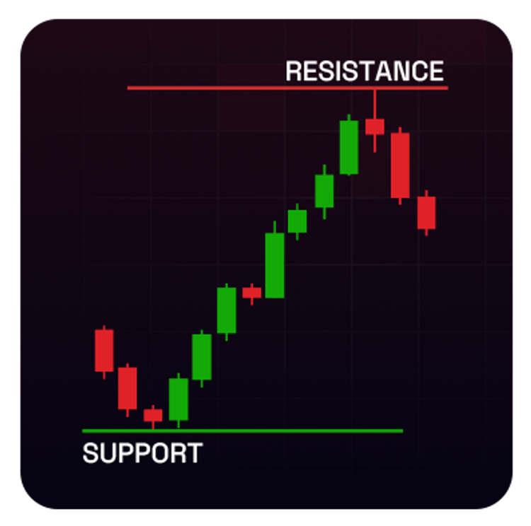 "Support and Resistance / Chart Patterns" teaches how to identify key price levels and chart formations to predict market movements.