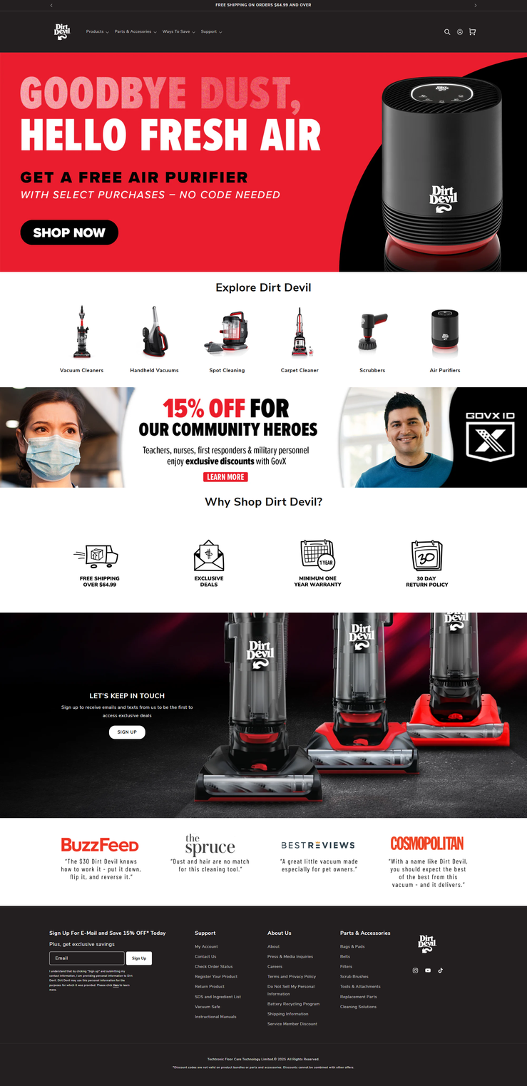 Dirt Devil — case study screenshot
