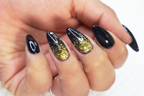 Full Gold French Black Tips Hot Girl False Nails Glitter Fake Nails with  Bows | eBay
