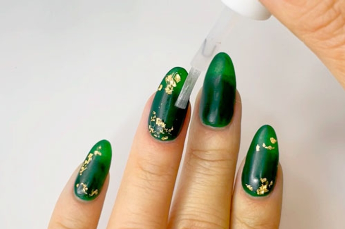 Matte Nails with Gold Flakes, Dip Powder How-To Video