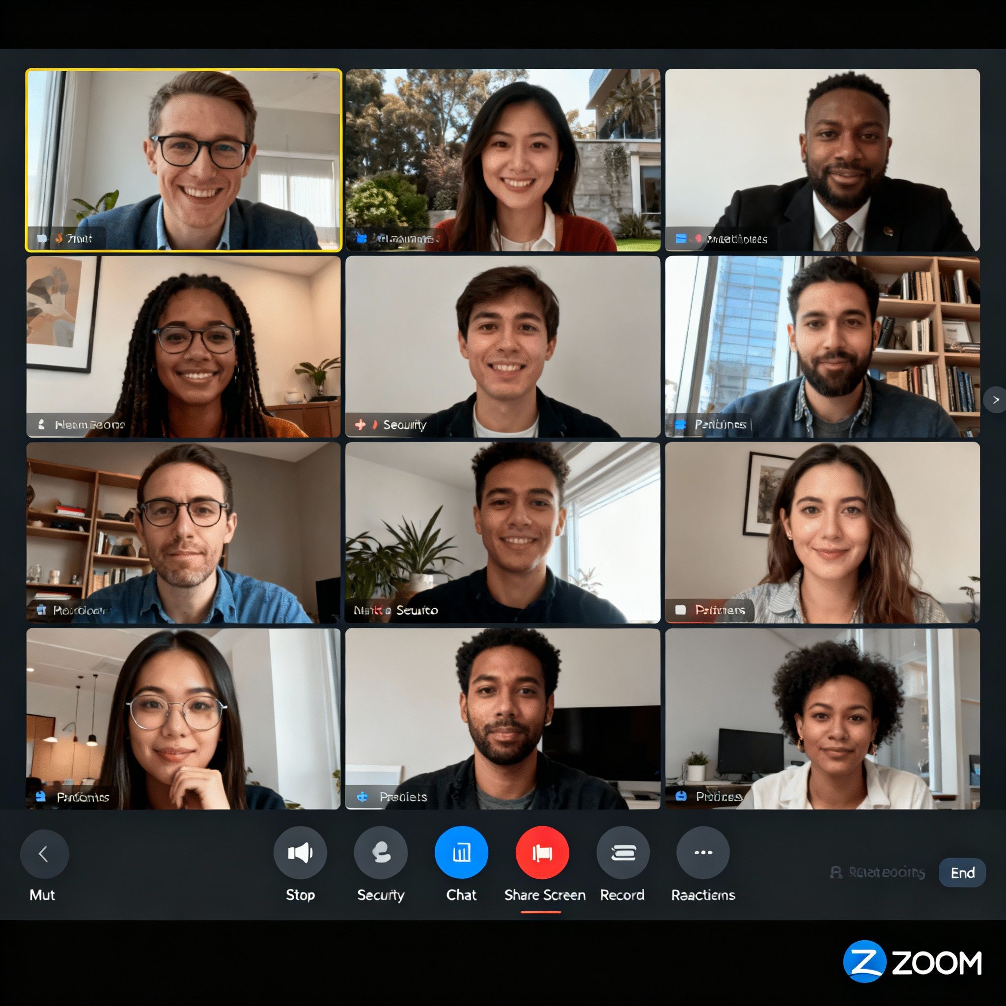 Zoom video conferencing app interface for online meetings and classes