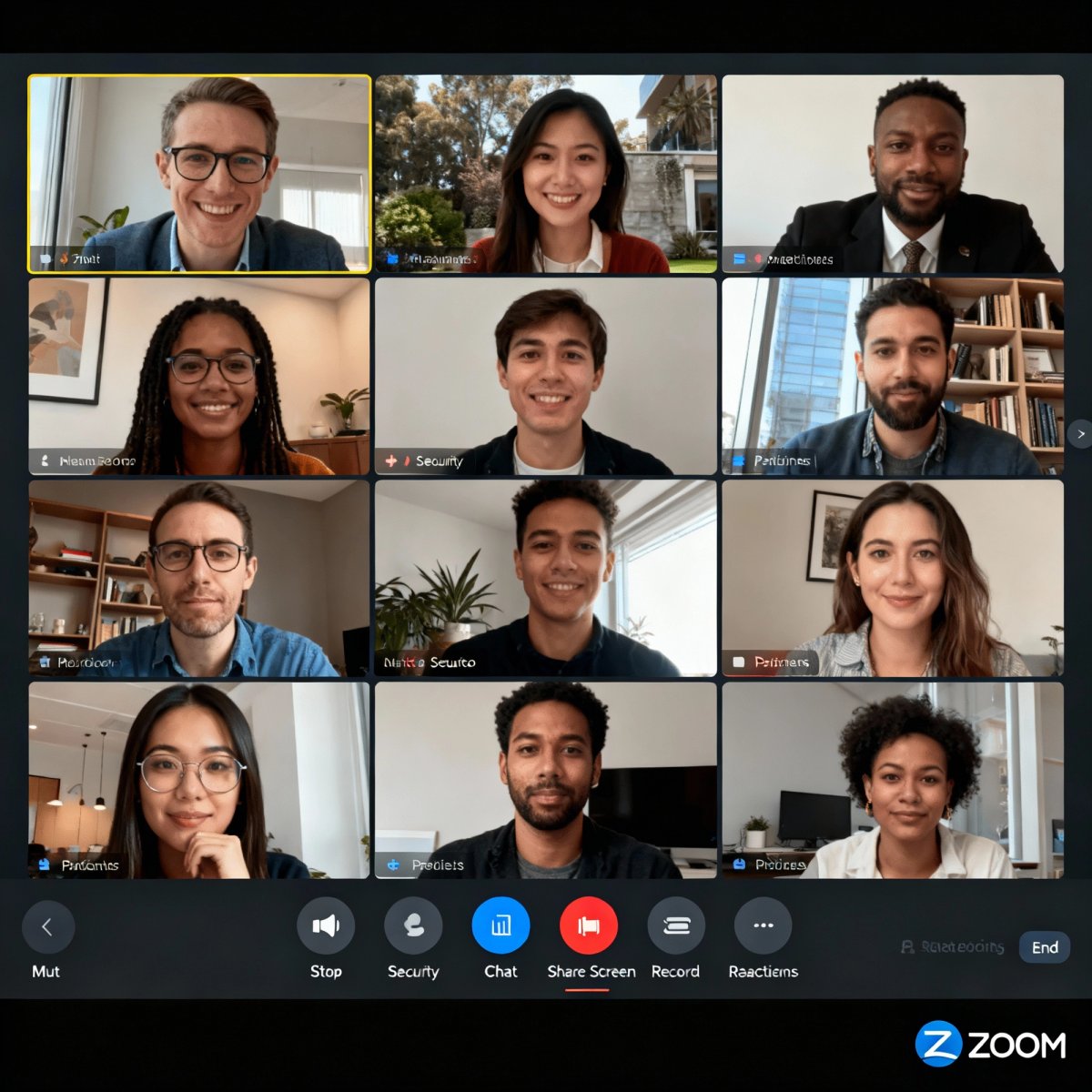 Zoom video conferencing app interface for online meetings and classes