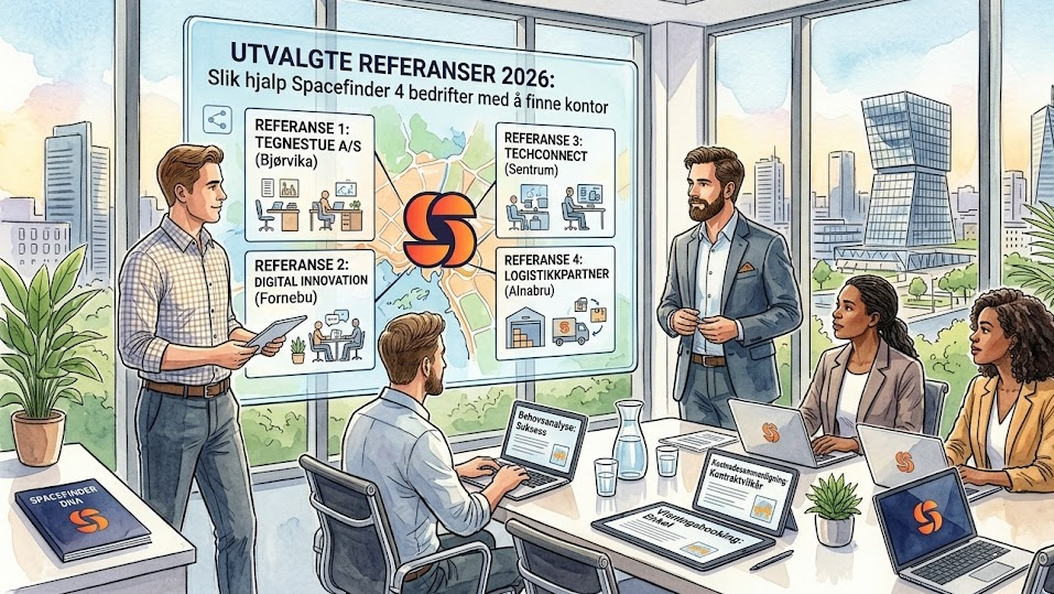 Utvalgte referanser 2026: Slik hjalp Spacefinder 4 bedrifter med å finne kontor