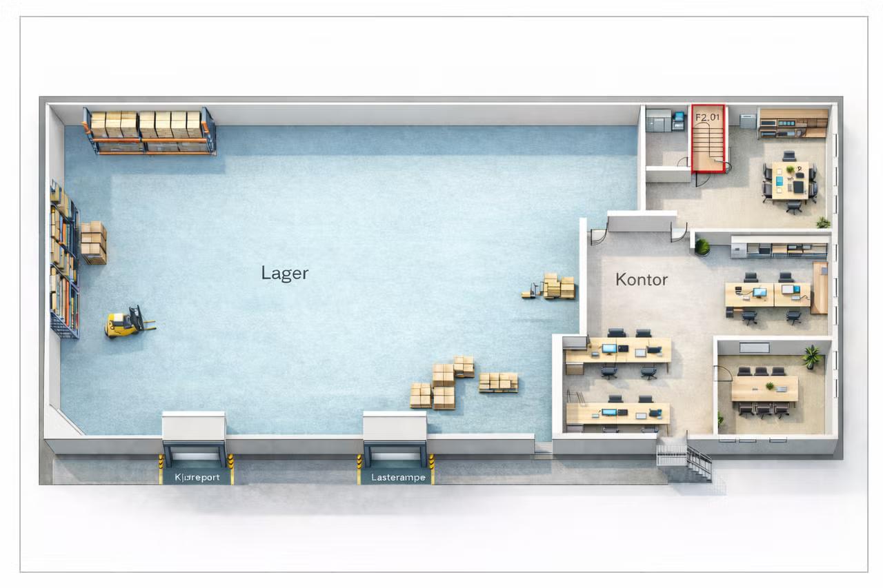Efficient Warehouse and Production Space at Kalbakken | 1,194 sqm - Floor plan