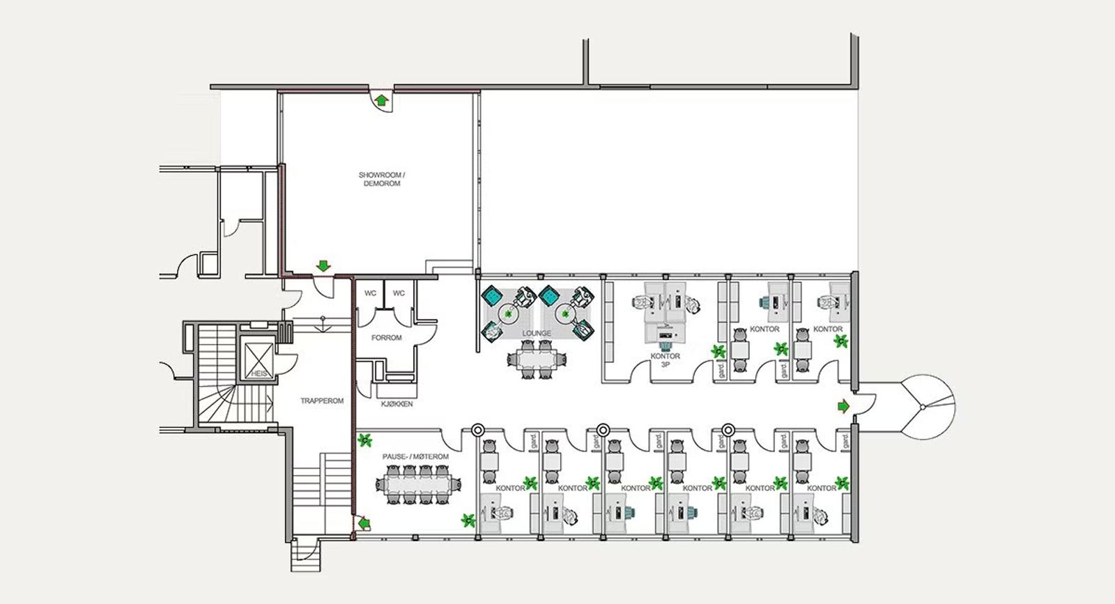 Bright and functional office space at Alnabru – 318 sqm - Floor plan