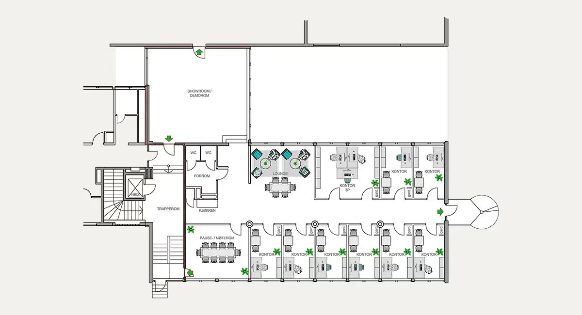 Bright and functional office space at Alnabru – 318 sqm - floor plan