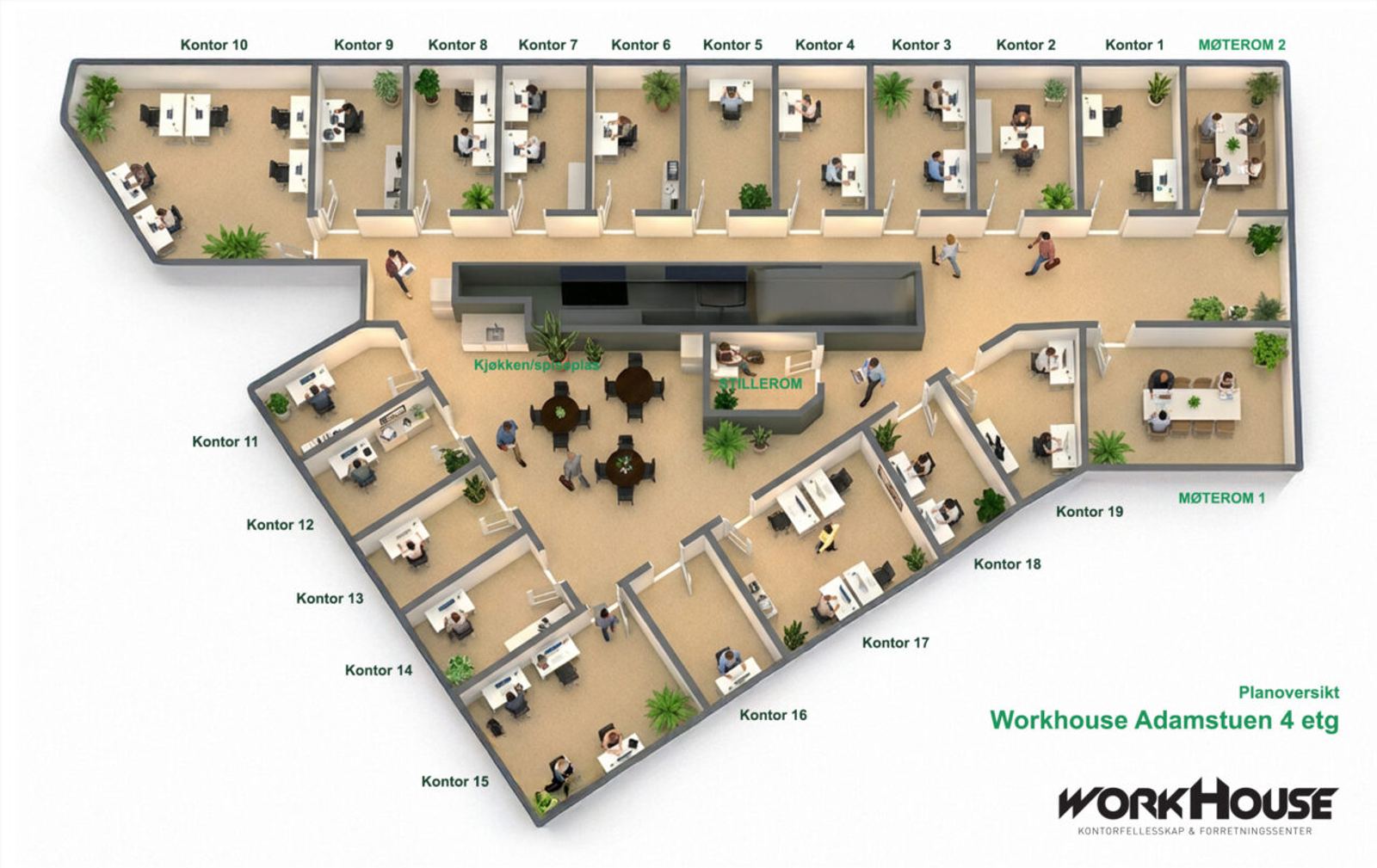 Møblert kontor for inntil 6 personer i hyggelig kontorfellesskap - Floor plan