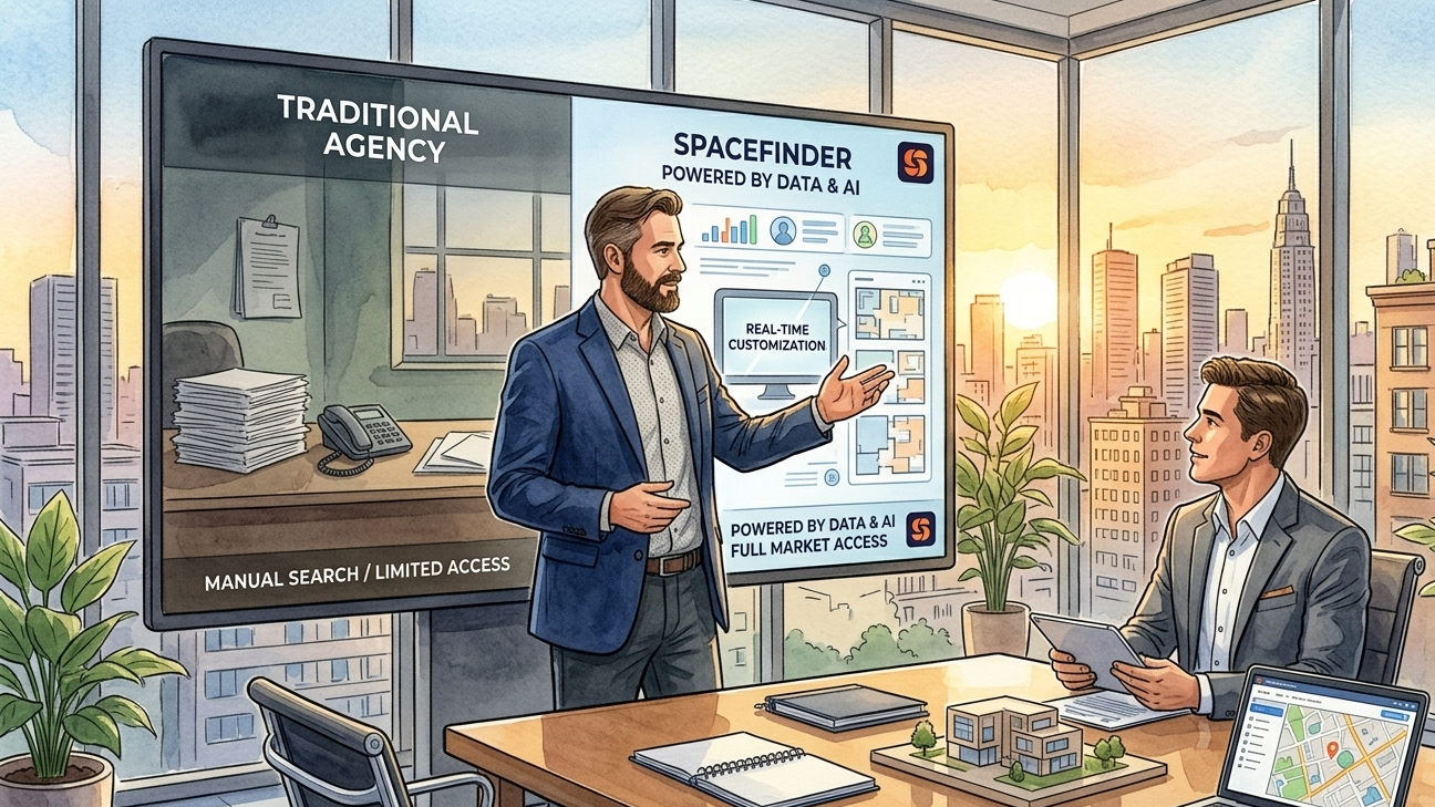 Hva skiller Spacefinder fra tradisjonelle næringsmeglere?