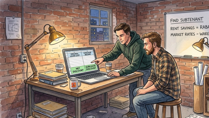 Hvor stor rabatt er vanlig ved fremleie av kontorlokaler?