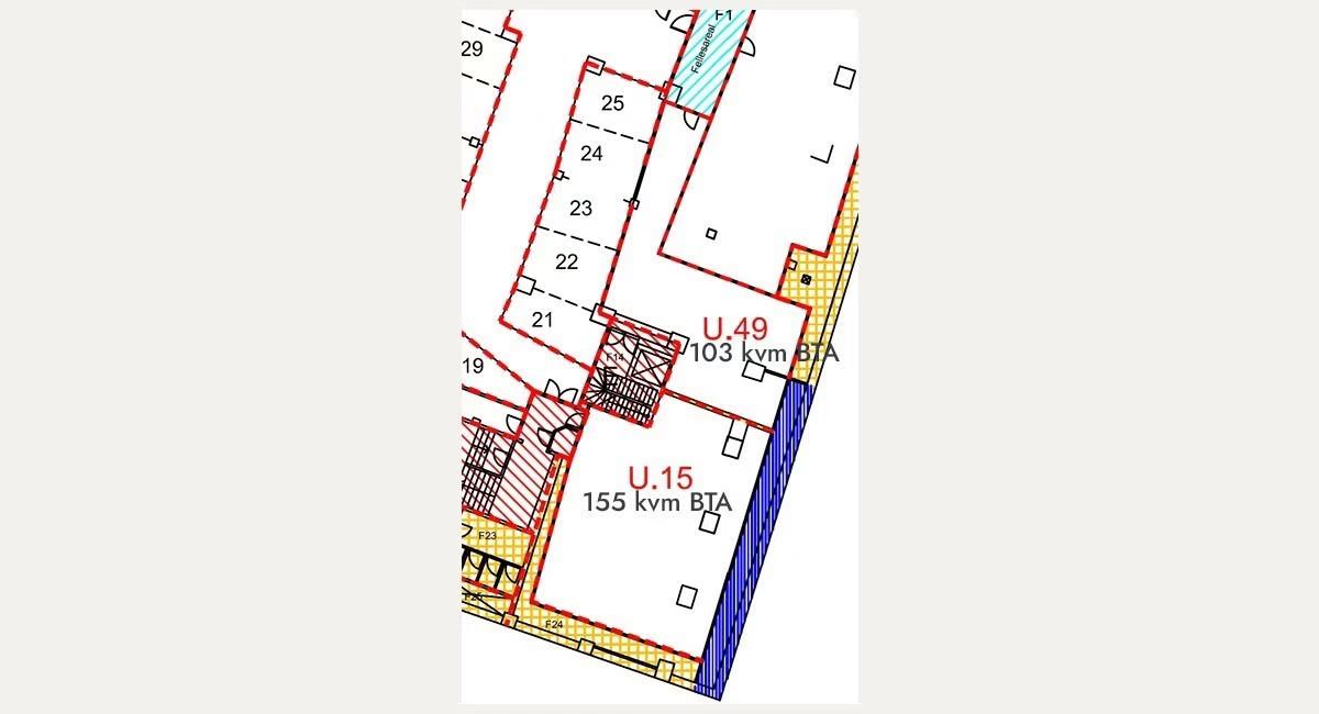 Centrally located 155 sqm BTA warehouse space with kitchenette for rent at Storgata 21/23 - Floor plan