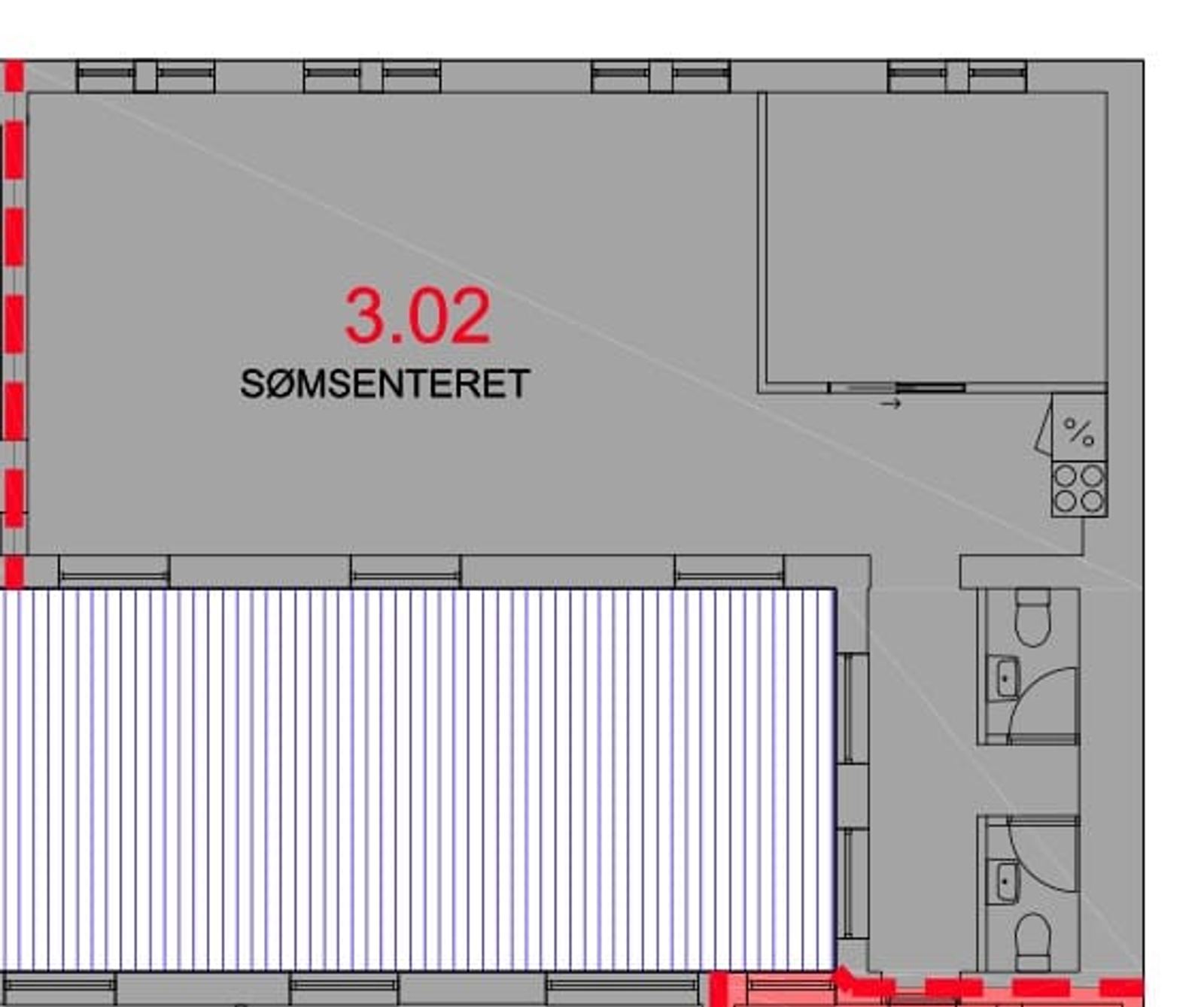 Kontor for 4-8 ansatte ved Christiania Torv - Plantegning