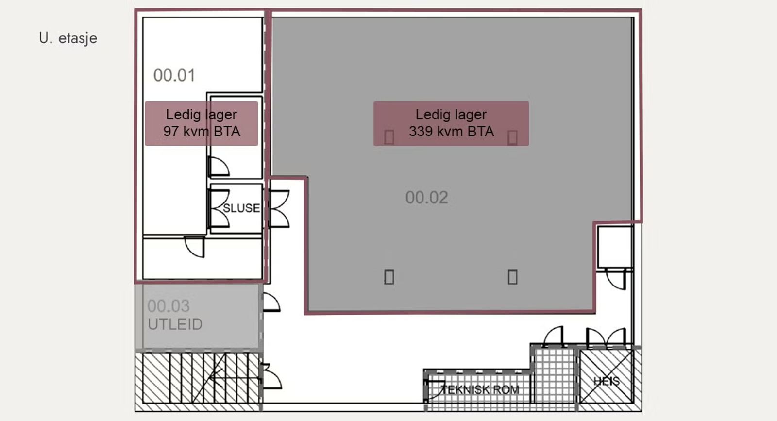 Practical warehouse units with freight elevator at Alnabru - Floor plan