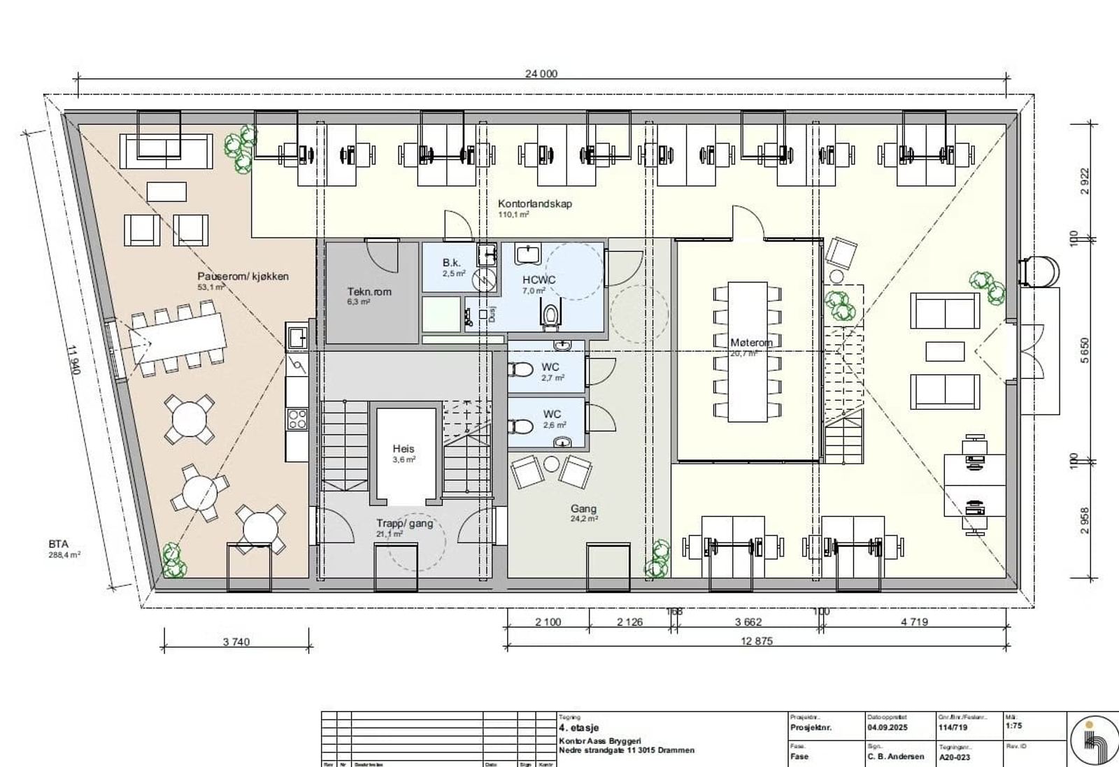 Office space available for rent in Bragernes, Drammen - Floor plan