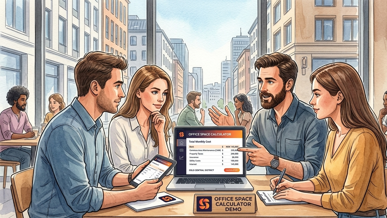 How to calculate the total cost of office space in Oslo