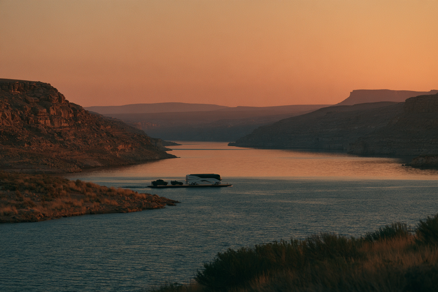 Carson's convoy crosses the Columbia River
