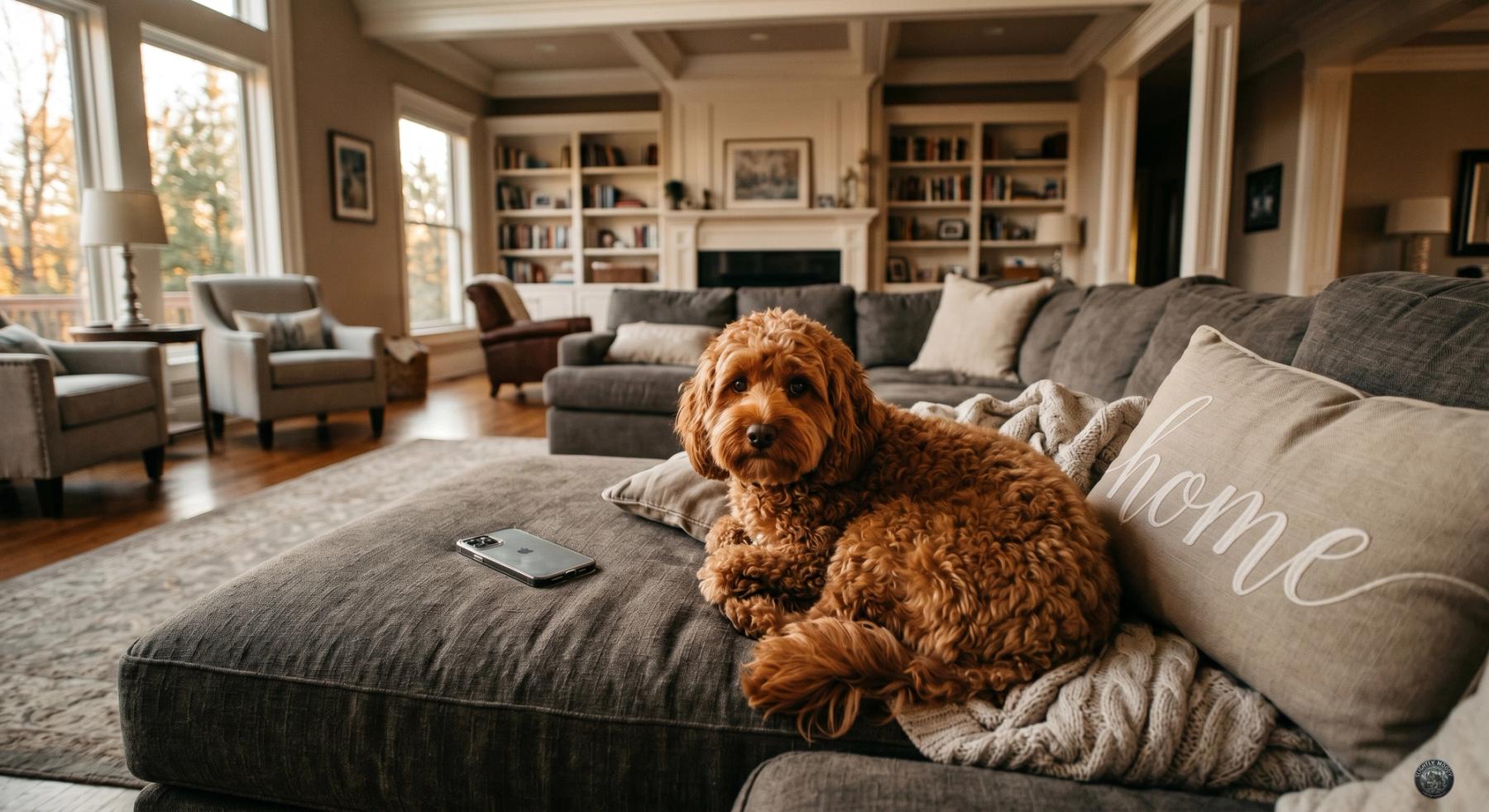 Magnolia the Cockapoo, lying on the couch; he preferred place