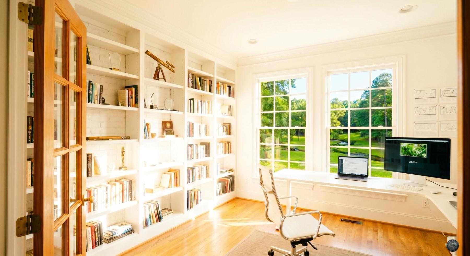 A view of Dixon's overly white office