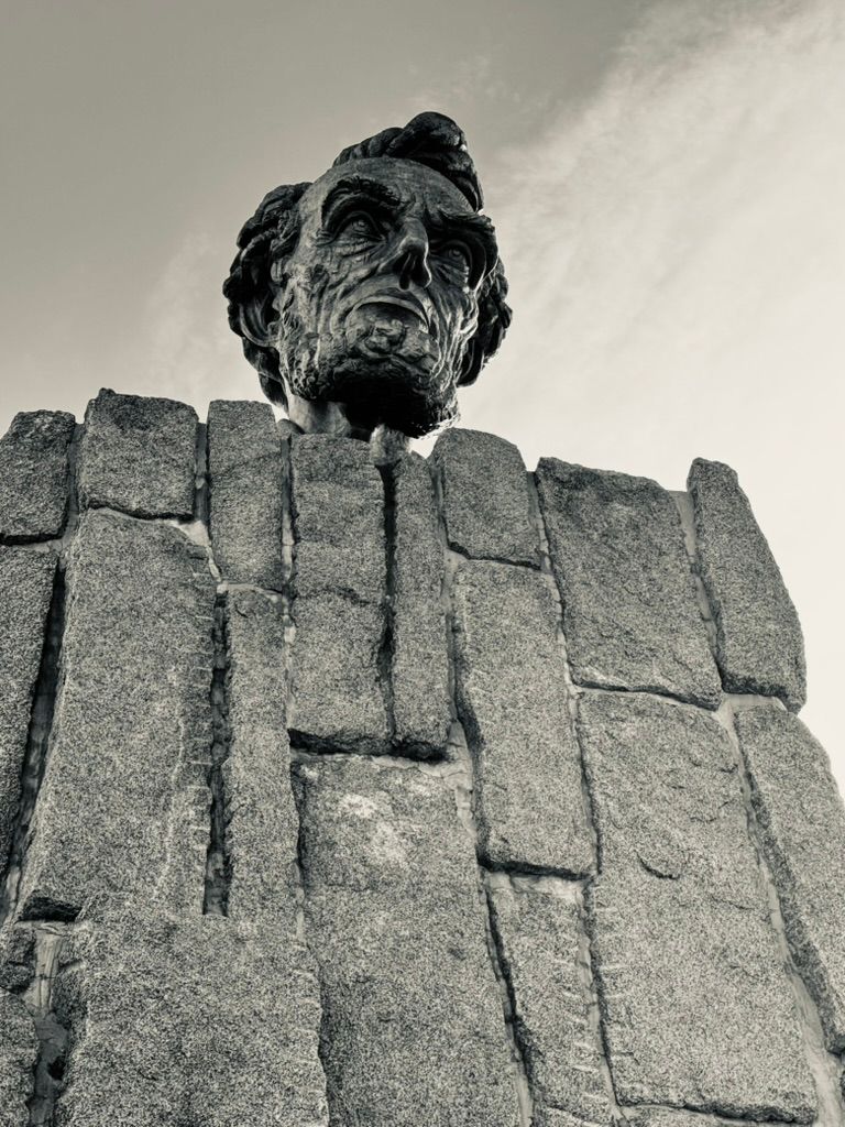 A statue of Abraham Lincoln along the Interstate