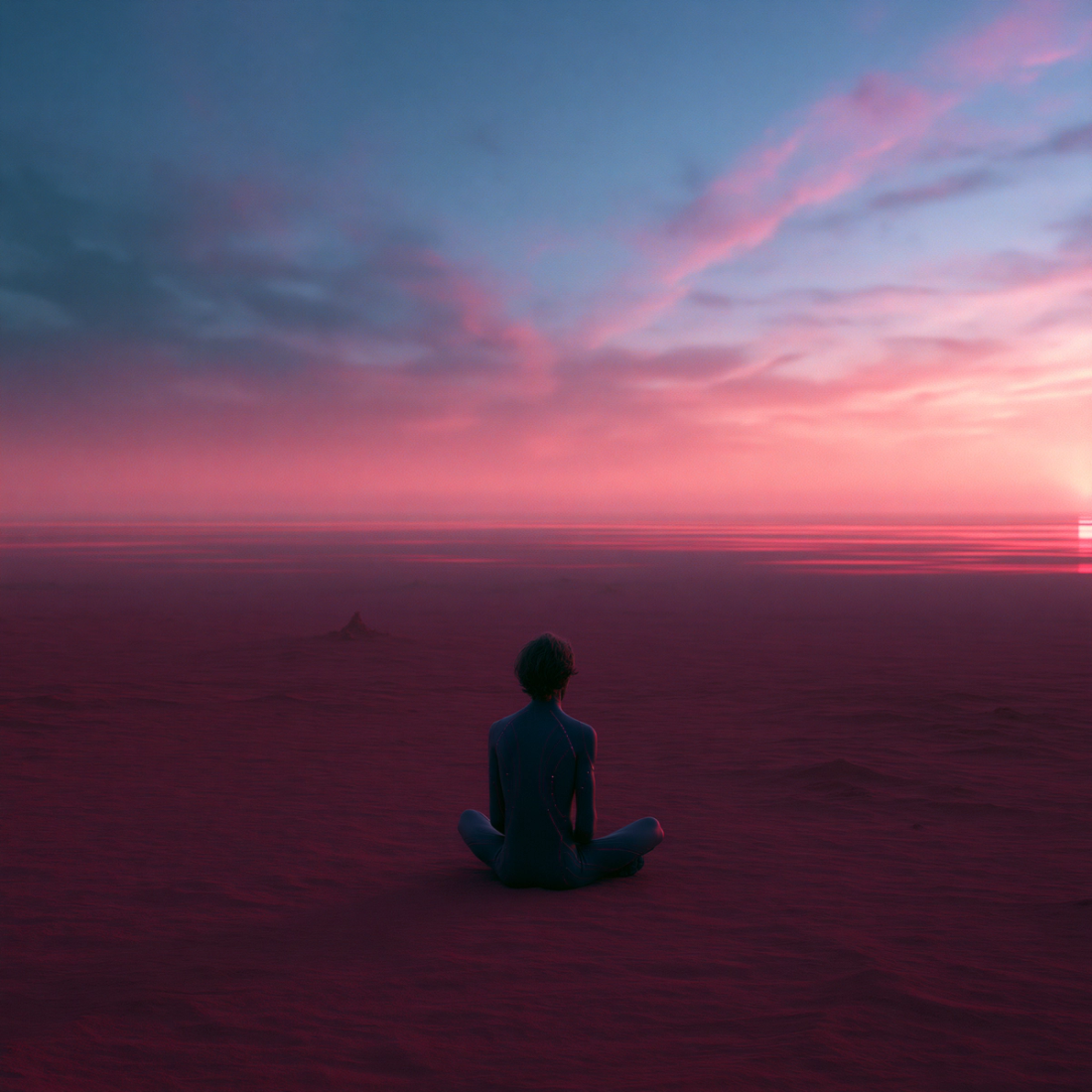 Hixon sitting in the red desert