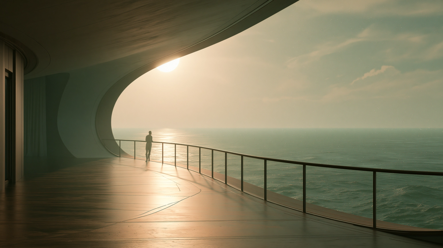 The outside terrace and its fading natural light
