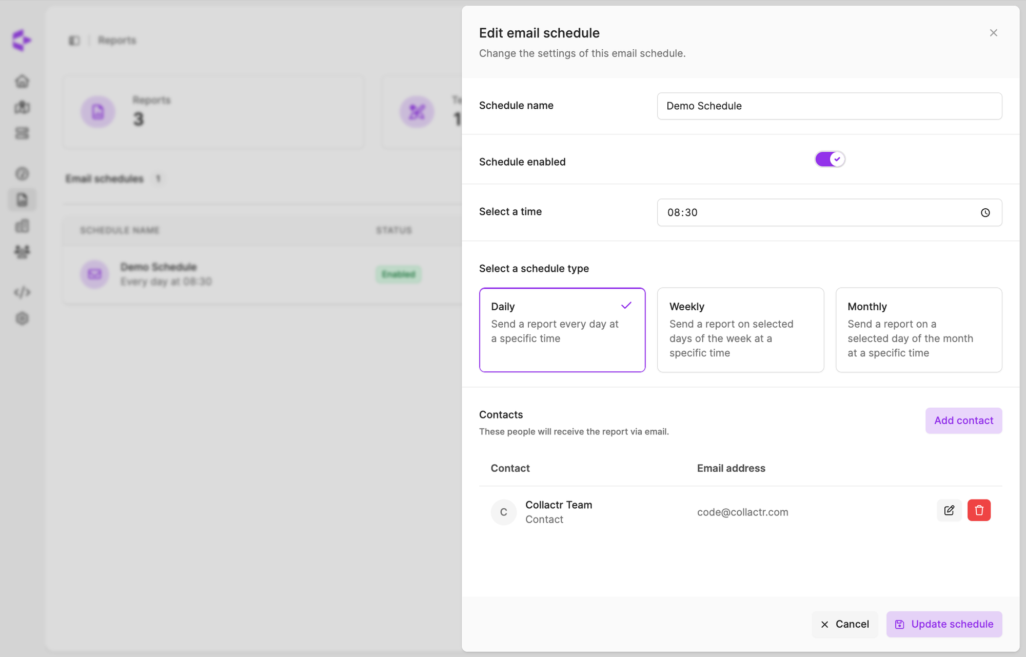 Report Email Schedules