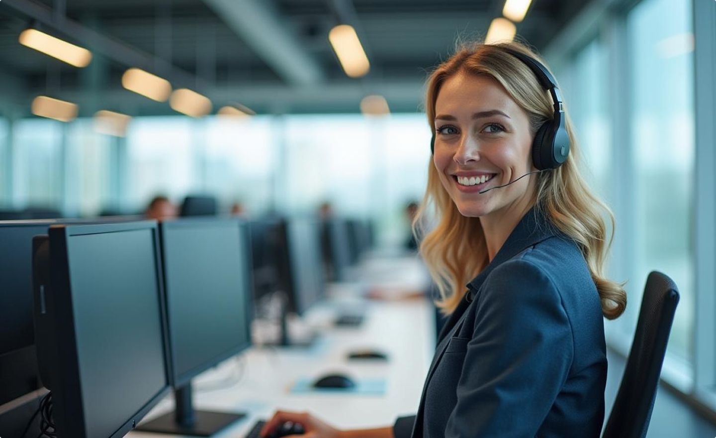 woman in callcenter with headset