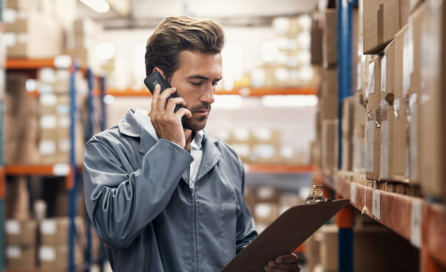 man with dect phone