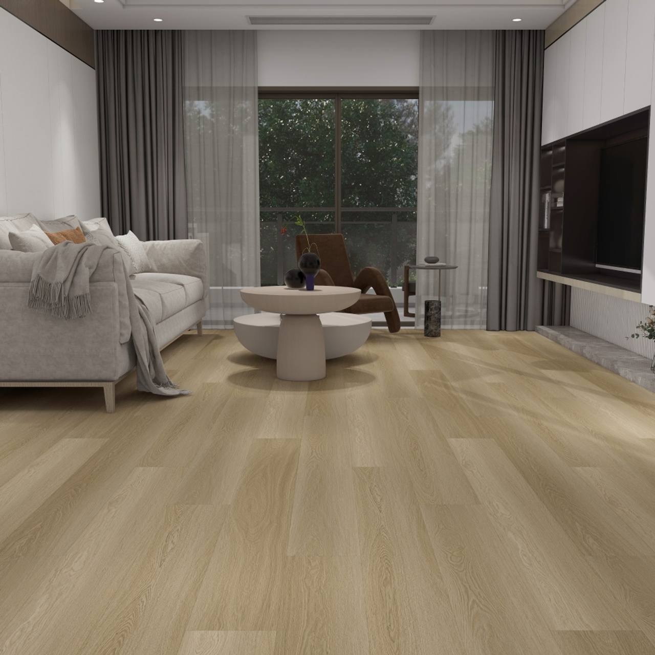 Room with Creme Brulee vinyl plank flooring, CPF Spirit XL