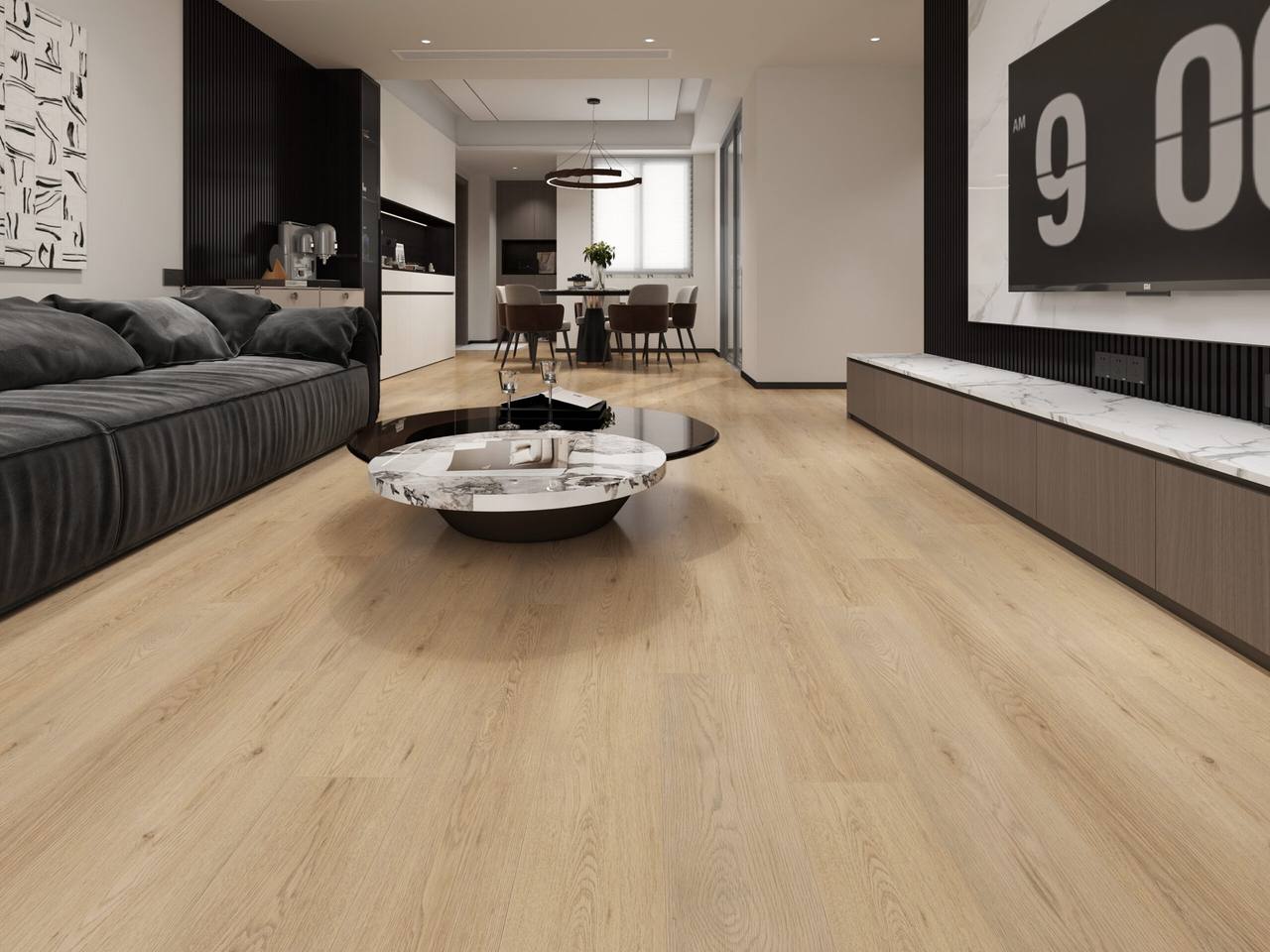 Room with Pisa vinyl plank flooring, Step on Floors Tower